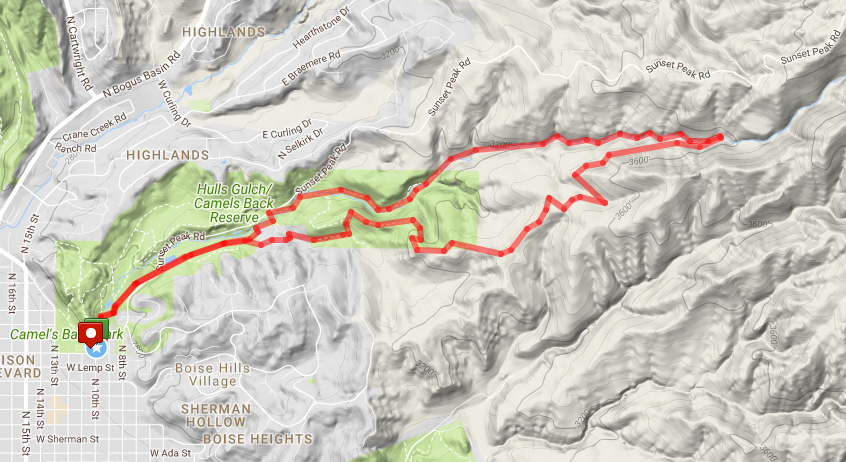 Hulls Gulch route map