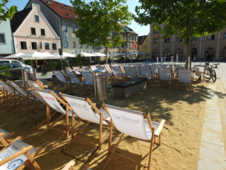 a patch of beach in front of the Urbanus Brewery in Pfaffenhofen a patch of beach in front of the Urbanus Brewery in Pfaffenhofen