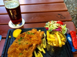 beer and a schnitzel beer and a schnitzel