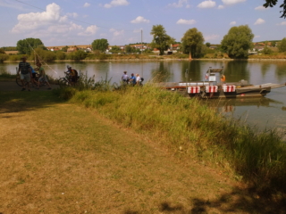 bike and pedestrian ferry at Eining biergarten bike and pedestrian ferry at Eining biergarten