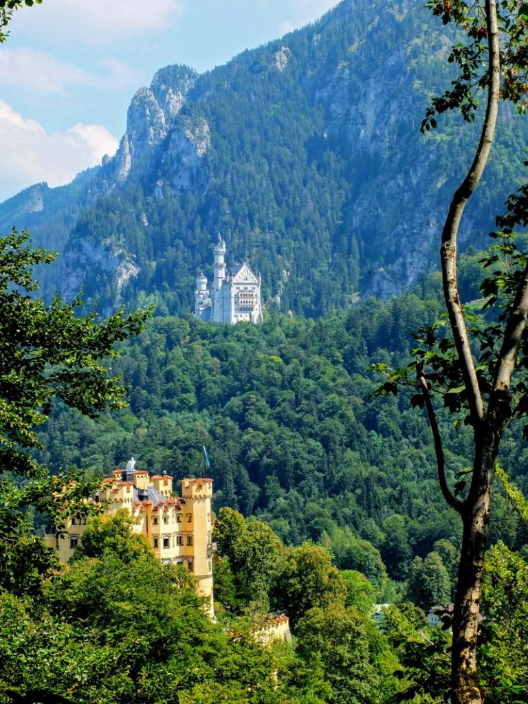 Neuschwanstein Castle viewed from the trail above Schloss Hohenschwangau
