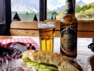 after-hike lunch and a beer after-hike lunch and a beer