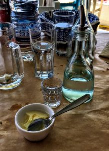 Decanter of Raki with a tasty dessert