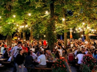Nighttime biergarten Nighttime biergarten