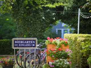Biergarten entrance Biergarten entrance