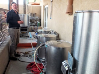 The Chile Line brewhouse is outdoors under a portal
