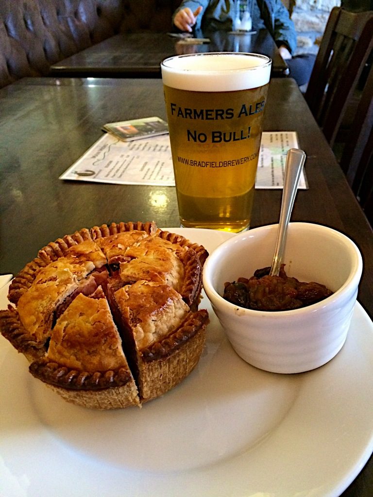 Homemade Sausage Pie and beer chutney at Nags Head